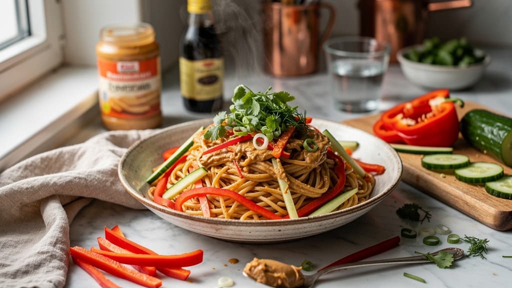 Creamy Peanut Noodles with Crisp Vegetables
