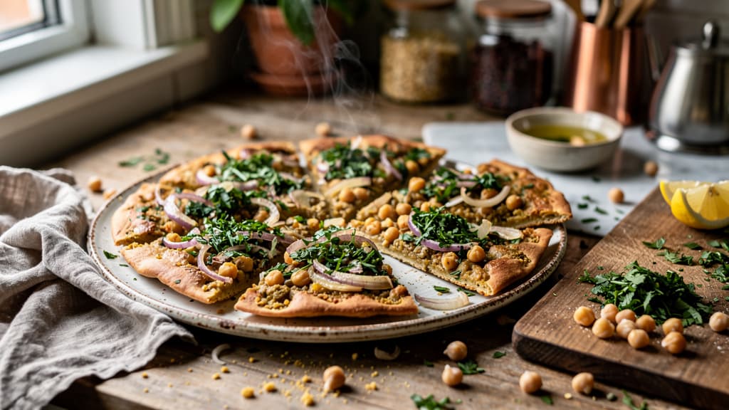 Crispy Chickpea Flatbread with Herbs (Middle Eastern-Inspired)