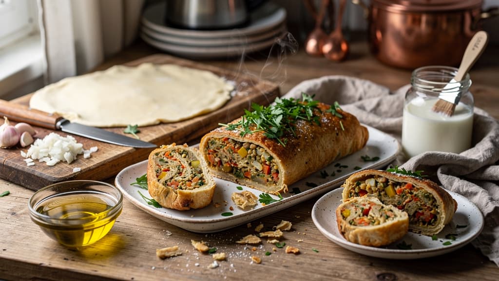 Crispy German Vegetable Roll (Gemüserolle) – Vegan Savory Pastry