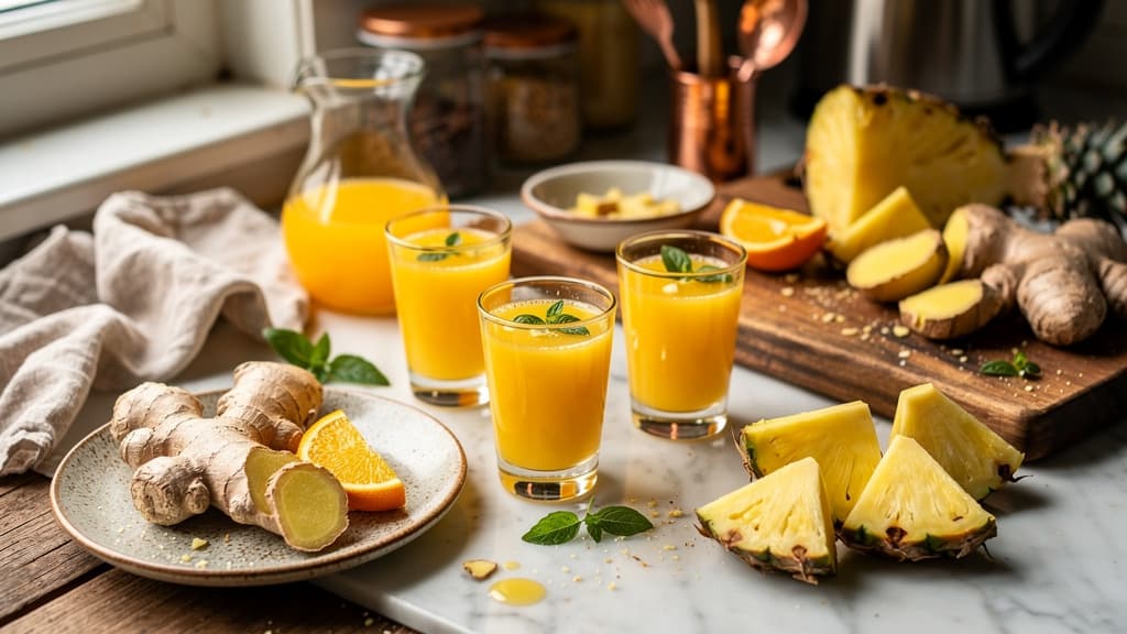 Energizing Fresh Ginger Pineapple Wellness Shots