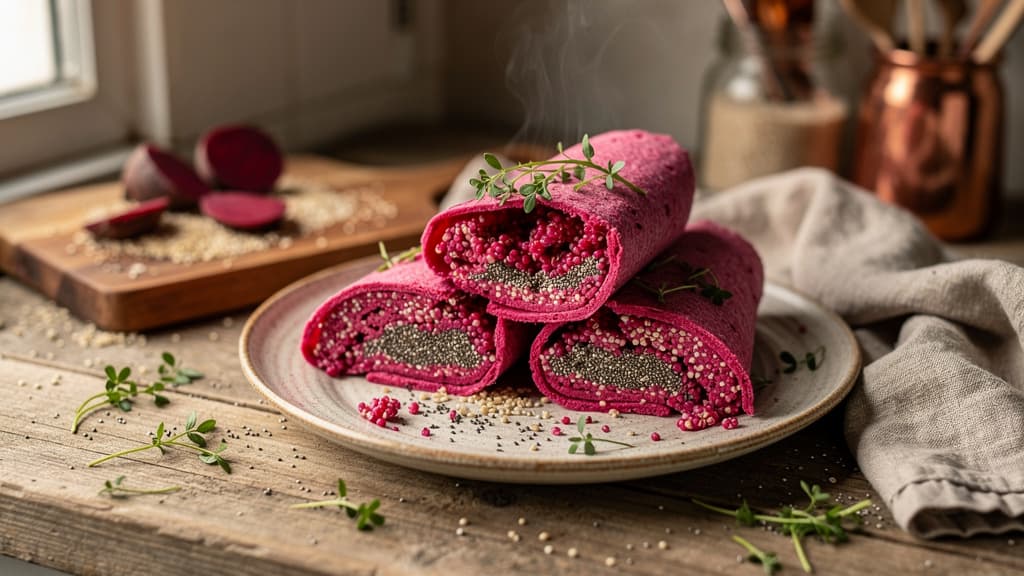 Pink Beetroot Quinoa Wraps (3 Ingredients, Naturally Gluten-Free)
