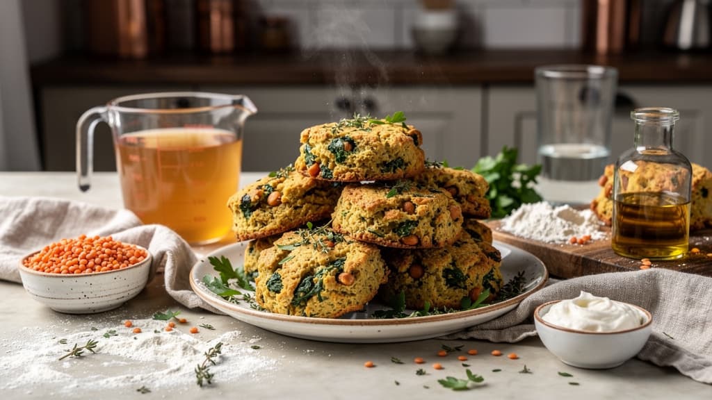 Protein-Packed Red Lentil and Spinach Savory Biscuits